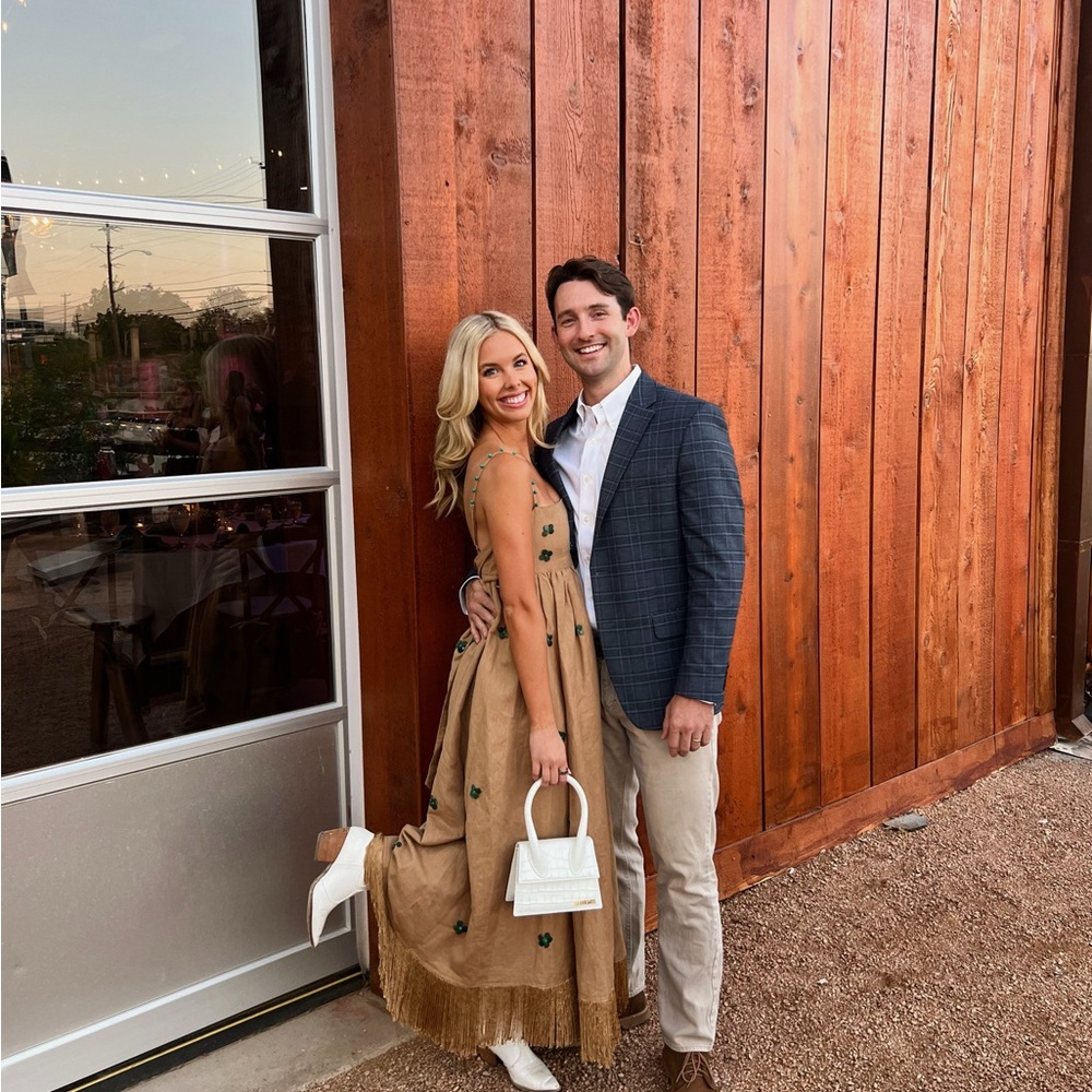 Elegant Brown Maxi Dress with Floral Accents